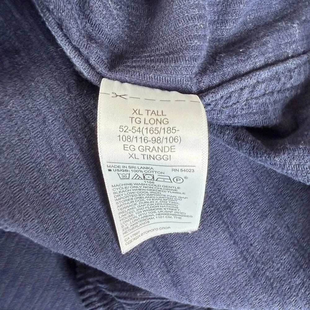 BANANA REPUBLIC Corduroy Shirt Mens XLT Blue Wide Whale Button Organic Cotton